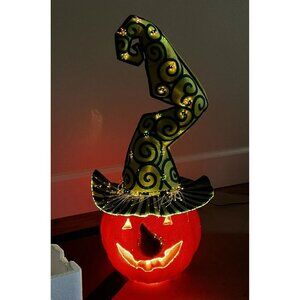 VTG Halloween Jack O Lantern Fiber Optic Pumpkin w/ Adapter 20" CREEPY FANTASTIC